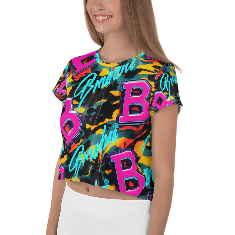 Colorful Military-Style Crop Tee for Brunba Dance Fitness – Perfect Fit & Worldwide Shipping