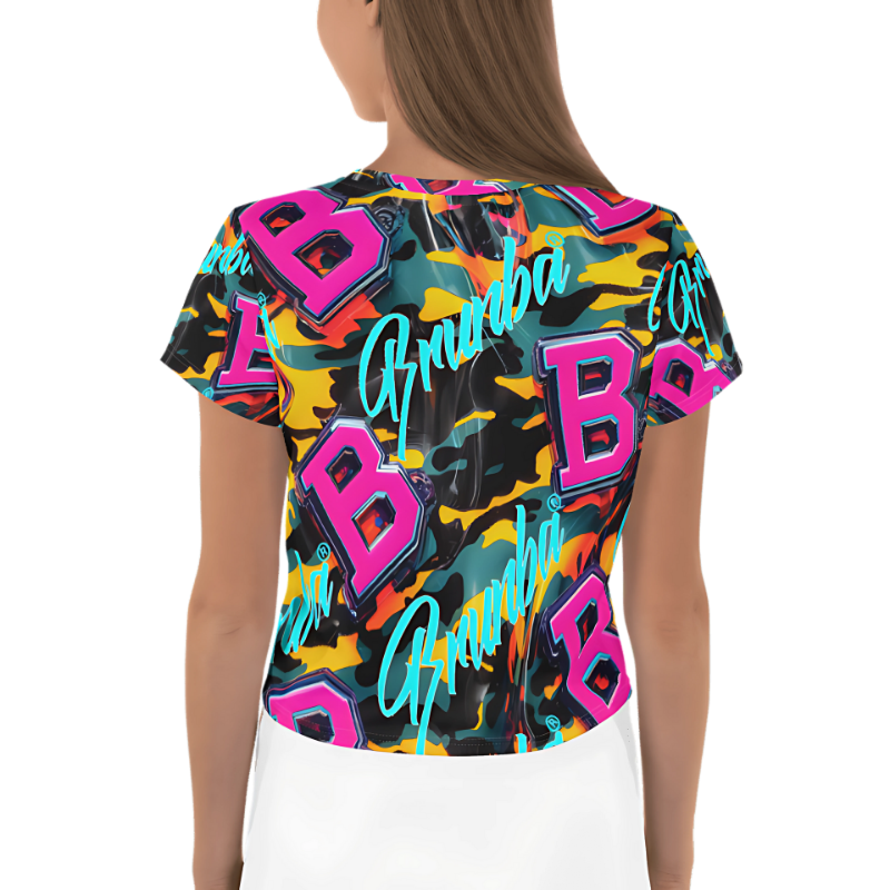 Colorful Military-Style Crop Tee for Brunba Dance Fitness – Perfect Fit & Worldwide Shipping