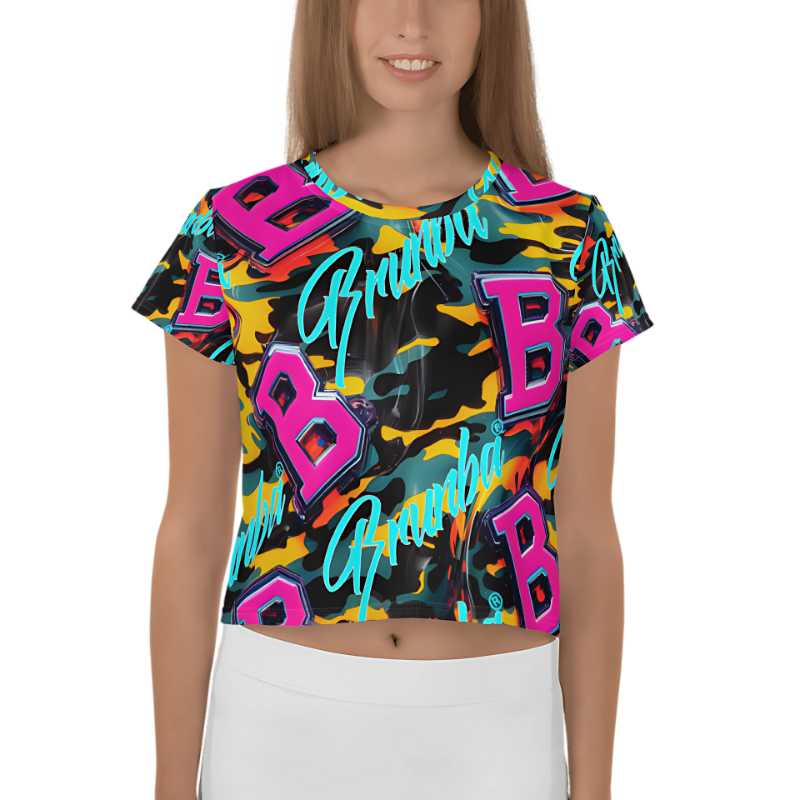 Colorful Military-Style Crop Tee for Brunba Dance Fitness – Perfect Fit & Worldwide Shipping